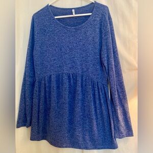Women's maternity Long-Sleeve Blue Peplum Tunic Top Size XL
